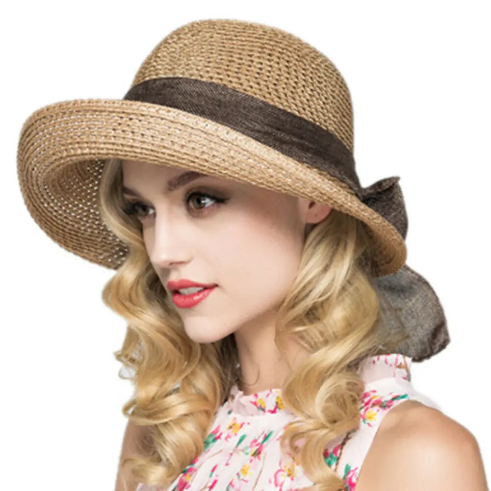 Wide Brim Straw Hat Floppy Derby Beach 