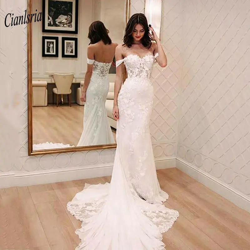 Cianlsria Off De Schouder Trouwjurk Sexy Sweetheart Bridal Dress Applicaties Lace Tulle Mermaid Trouwjurken Sweep Trein Cianlsria Off De Schouder Trouwjurk Sexy Sweetheart Bridal Dress Applicaties Lace Tulle Mermaid Trouwjurken Sweep Trein