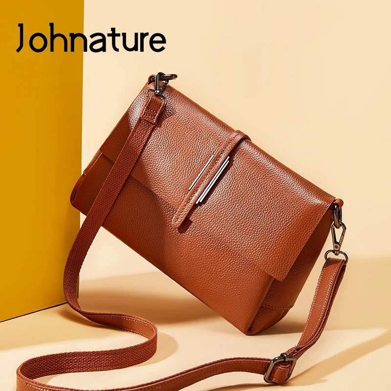 

Johnature High Quality Women Bag 2020 New Fashion Genuine Leather Small Flap Bags Leisure Cowhide Shoulder & Crossbody Bags