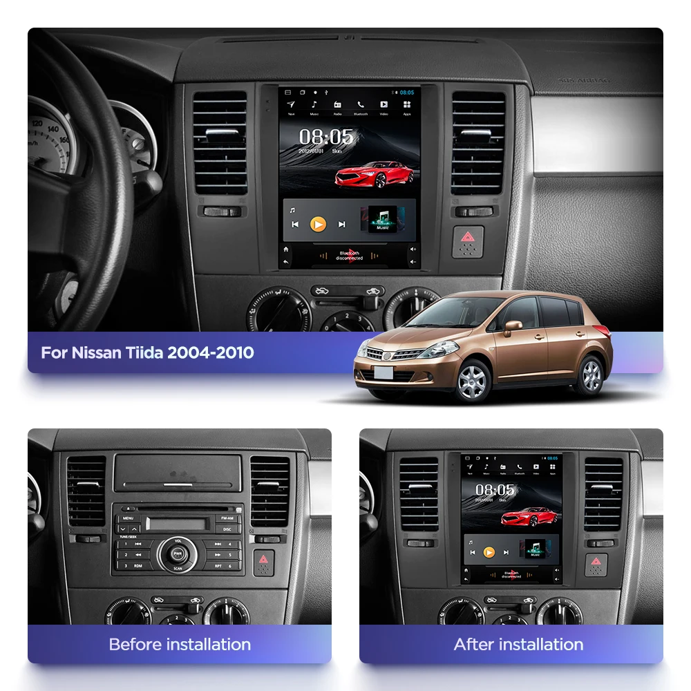 Android 10 0 4G LTE Автомобильный gps Мультимедиа стерео радио для nissan tiida latio pulsar 2004 2010 vetical