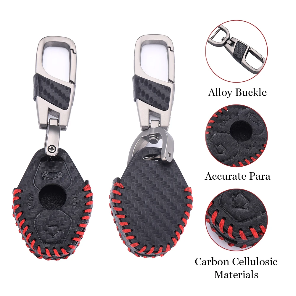 

Hand Sewing Leather Car Key Cover Carbon Fiber Pocket for BMW M3 E38/39/46/53 E60/61 E63/64 E83/85/86 Keys Protection Case Chain