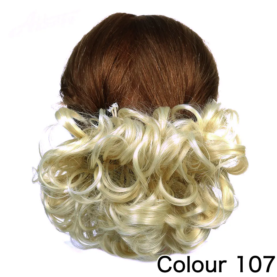 MUMUPI шиньон с зажимом короткий кудрявый синтетический блонд Бург большой булочка шиньон наращивание волос с двумя гребнями клип в шиньон - Цвет: 107