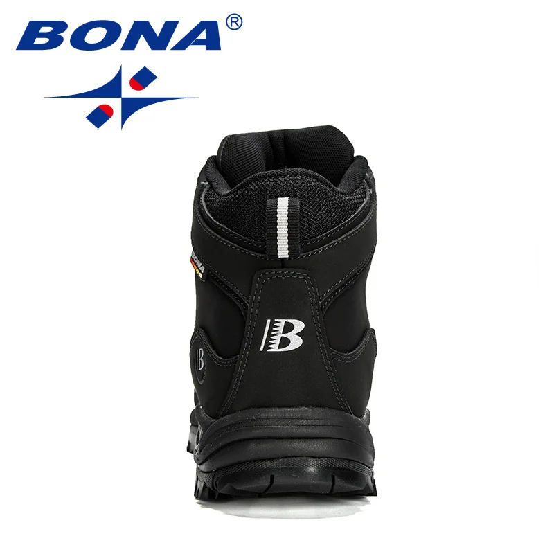 Men Leather Boots BONA Nubuck Leather Winter Boots Men Warm Sneakers Outdoor Anti-Slip Ankle Plush Snow