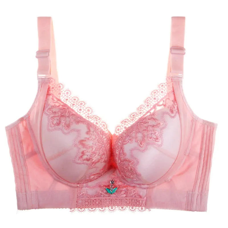 Pink Bra Бюстгальтер с широкими бретельками, сексуальный женский бюстгальтер без косточек, комфортное нижнее белье с подкладкой размера плюс, бюстгальтер пуш-ап 110E 90D, розовый, красный - Цвет: Pink Bra