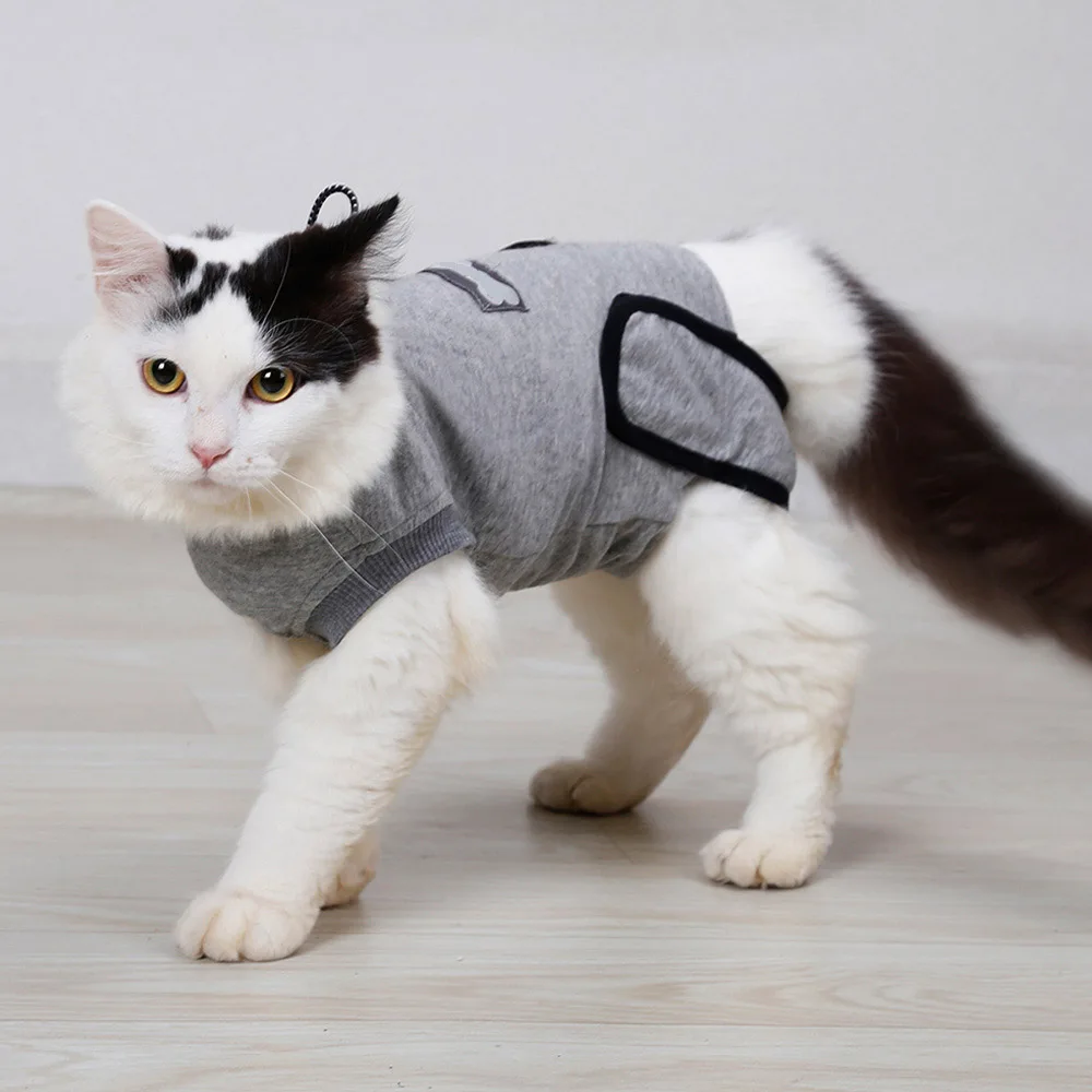 1PC Breathable Anti-licking Clothes for Pet Cat Recovery Suit Surgical Cotton Clothes