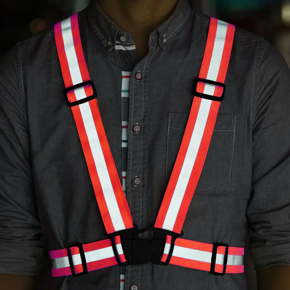 High Visibility Adjustable& Elastic Lightweight Polyester Reflective Vest Breathable for Running Jogging Walking Cycling
