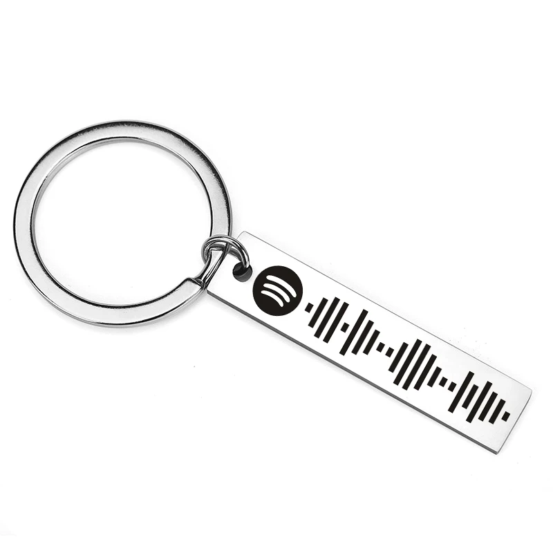 Music Spotify Scan Code Keychains for Women Stainless Steel Keyring Customized Laser Engraving Prom Party Jewelry 24 pcs football keychains keyrings with soccer pendants party favors sport keychains carnival game reward gifts
