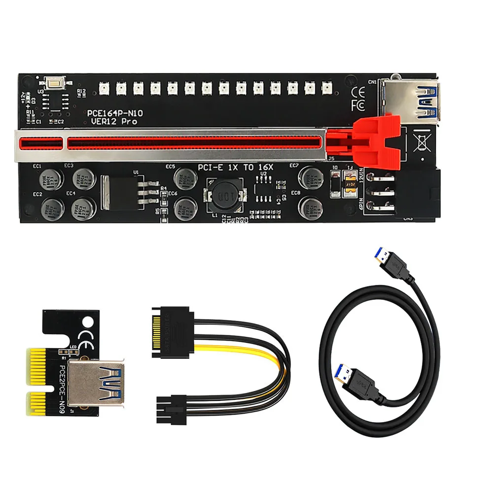 Модернизированный Райзер TISHRIC 012 PRO со светодиодный светильник кой PCIE для