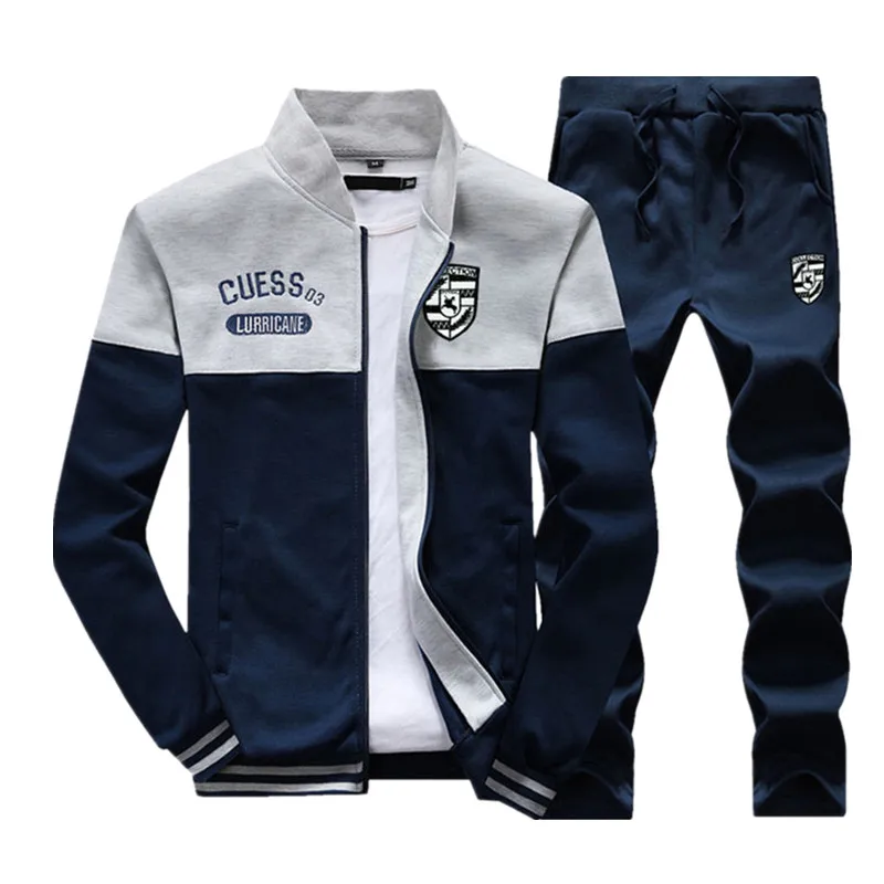 Cena Moda zestawy dla mężczyzn 2019 jesień zima strój sportowy bluza + spodnie dresowe męskie odzież 2 sztuk zestawy Slim dres Asian rozmiar