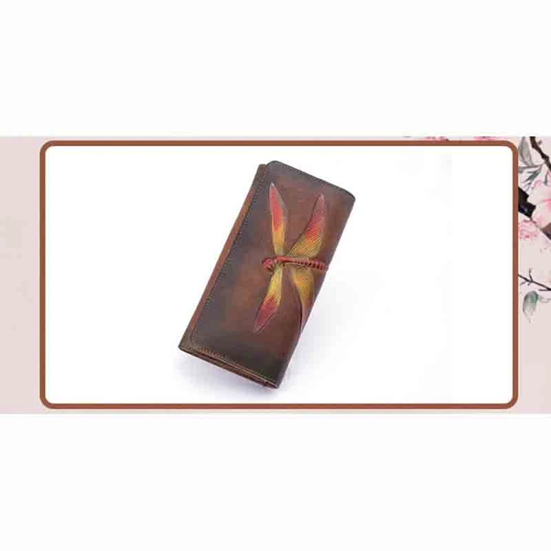 National Style Women Wallets With Phone Case Coin Purse Leather Female Long Clutch Bags Genuine Leather Women Wallet Card Holder - Цвет: red