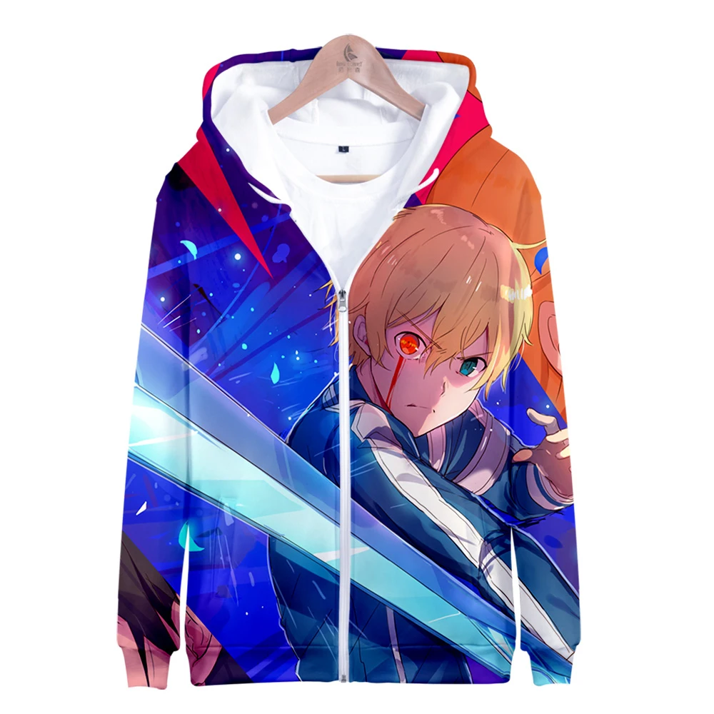 Аниме Толстовка с капюшоном Sword Art онлайн Алисия повседневные толстовки с капюшоном на молнии для мальчиков Academy SAO World пальто японский мультфильм