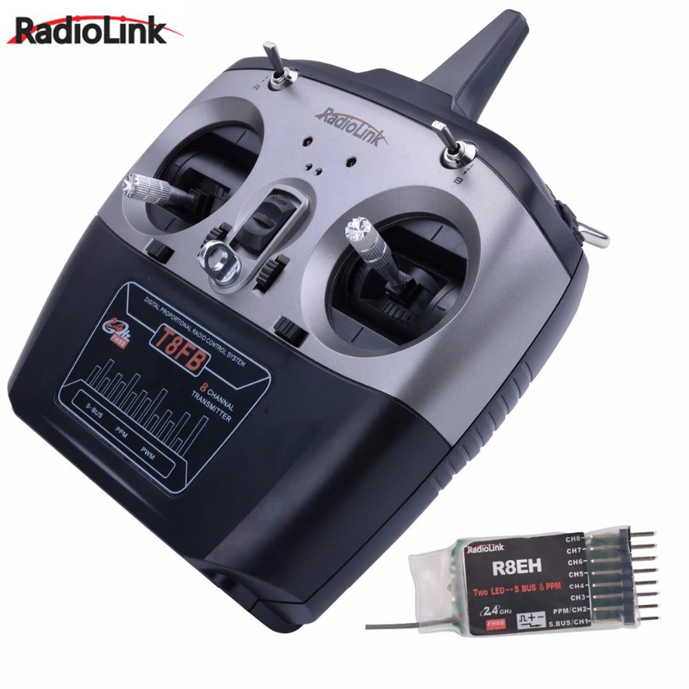 

1set RadioLink T8FB 2.4GHz 8ch Transmitter R8EH Receiver Remote Rontrol for RC Helicopter DIY RC Quadcopter Plane