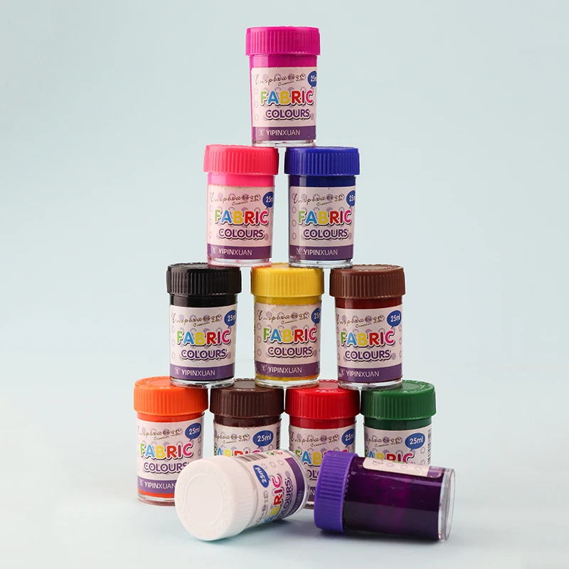 Yipinxuan 12 Colors Diy Textile Pigment Set 25ml Fabric Paint Non Toxic Textile Pigment Hand