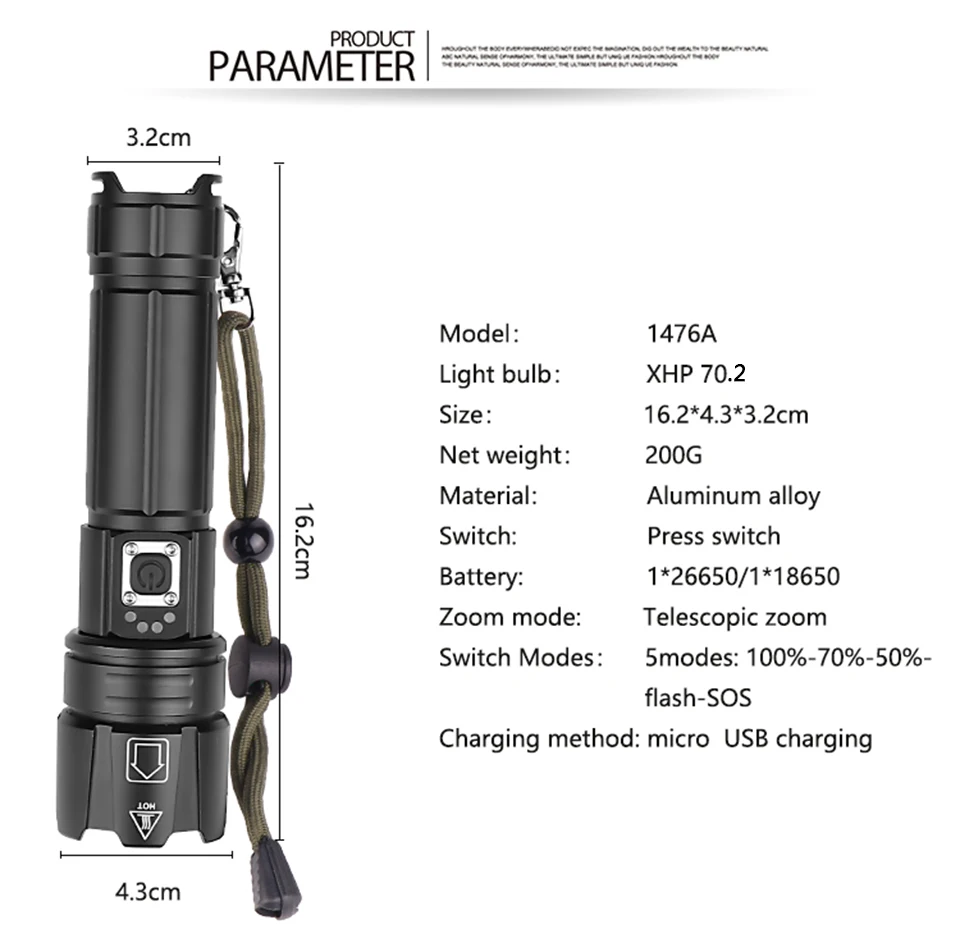 Xhp70.2 мощный светодиодный фонарик power bank с функцией usb зарядки, растягивающийся зум 18650 или 26650, перезаряжаемый фонарь Z90+ 1476