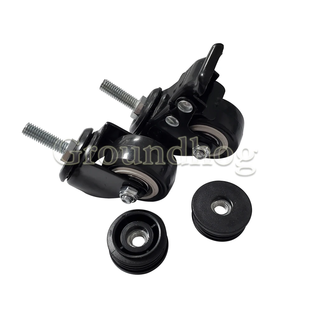 M8, Rodízios com freio, Tubo redondo aplicável, Móveis carrinho, 4pcs, 1,5