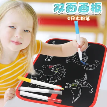 

Children Portable Sketchpad Wipable Washing Water Chalk Painting Book Graffiti Sketchpad Baby Portable Folding Double-Sided Dino