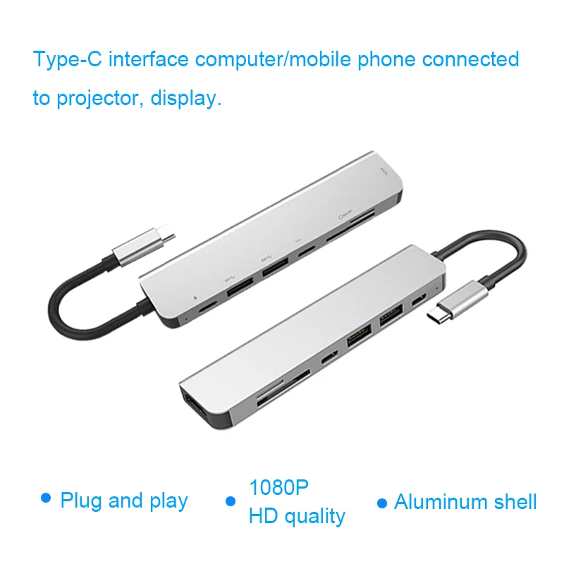Basix type-C концентратор к HDMI адаптер 4K Thunderbolt 3 USB C концентратор с концентратором 3,0 TF sd-ридер слот PD для MacBook Pro huawei p20 pro