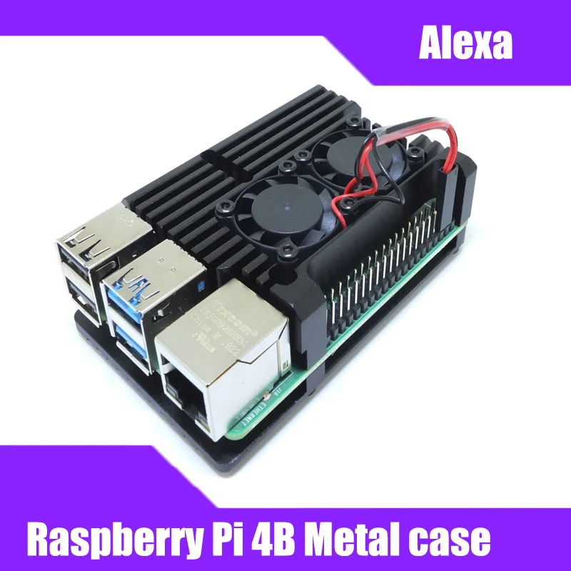 

Aluminium Alloy Case for Raspberry Pi 4 Model B, Black Armour, Dual Cooling Fans,dust resistance, excellent heat spreading