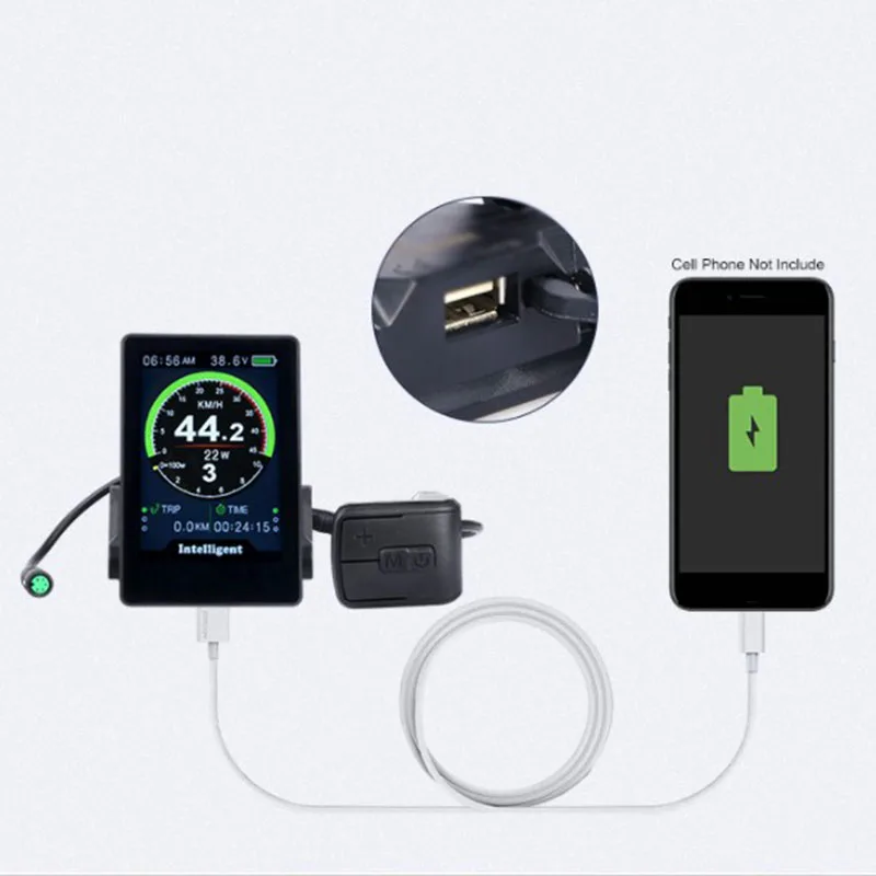 860C 3,5 красочные Дисплей Панель 5-контактный зарядка через usb для Bafang Mid мотор 24-52