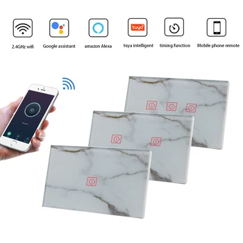 

wifi Smart light Switch Wireless Remote Control Electronic Wall Switch Timing Set Tempered Glass Touch Panel alexa google home