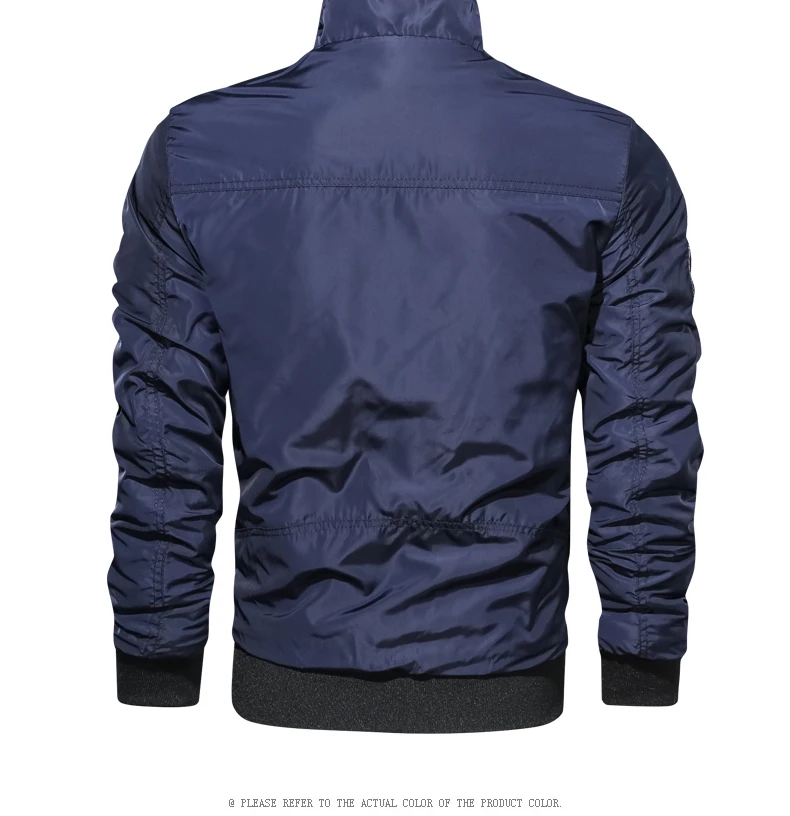 Winderbreaker Jacket גברים מוצק צבע צווארון עומד Tatical מעיל זכר עמיד למים גברים בגדי Streetwear אופנה מזדמן מעיל גבר