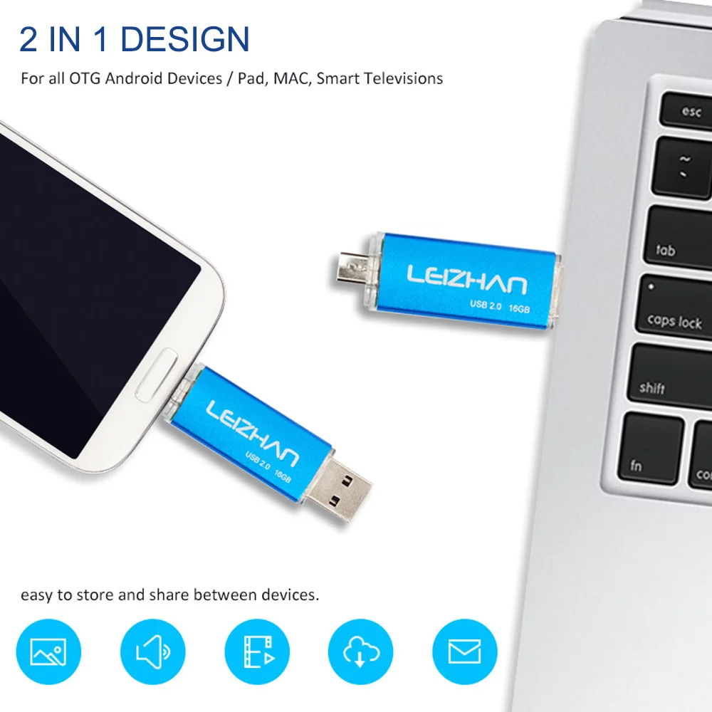 OTG USB флеш накопитель USB2.0 и Micro 128 Гб 64 ГБ 32 16 8 4 для компьютера планшета смартфона