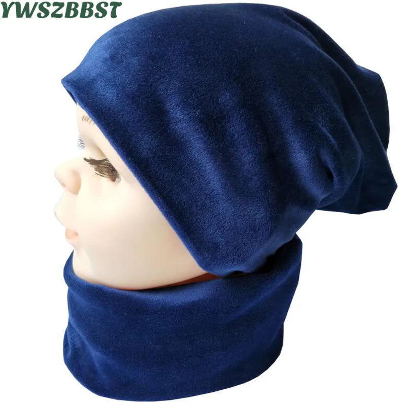 

Solid Color Plus Velvet Warm Baby Hat Crochet Beanies for Boys Girls Autumn Winter Knitted Children Hat Cap Scarf Kids Skullies