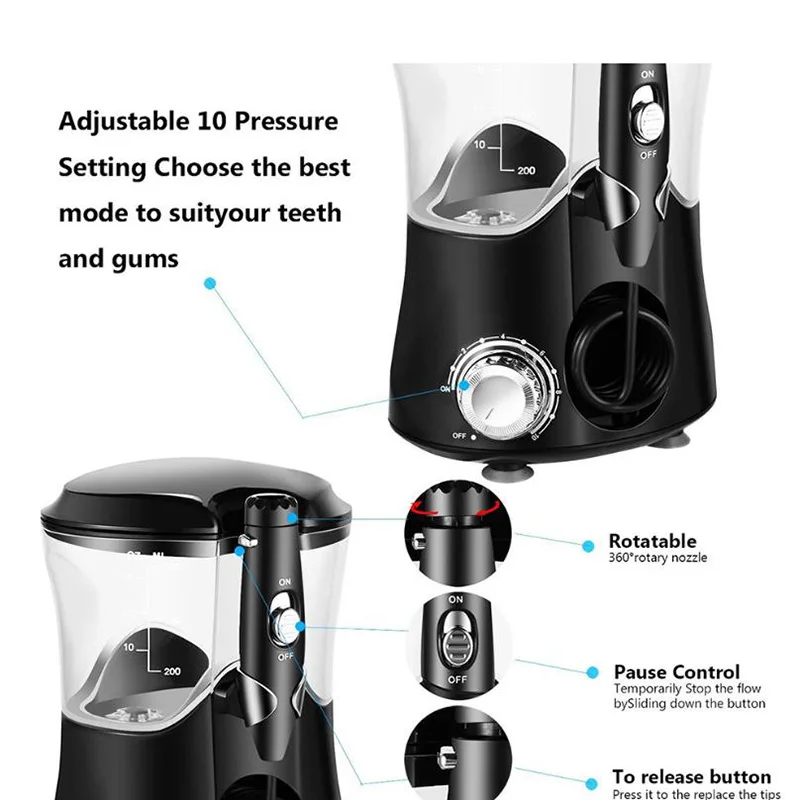 Nicefeel  Eletric  Irrigator  ޽ Flosser ġ Ʈ ġ Ŭ ̵ Ʈ 600ml  ũ & 7 