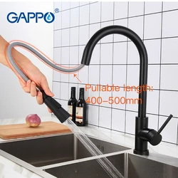 GAPPO Sensor Touch Kitchen Faucets Stainless Steel  Black Touch Inductive Sensitive Faucets Mixer Tap Single Handle Dual Outlet