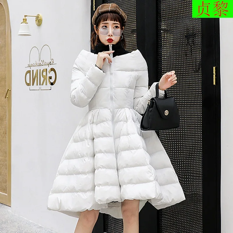 

Winter Tutu Pendulum down Jacket Cotton-padded Clothes 2018 New Style WOMEN'S Dress Korean-style Mid-length Cotton-padded Clothe