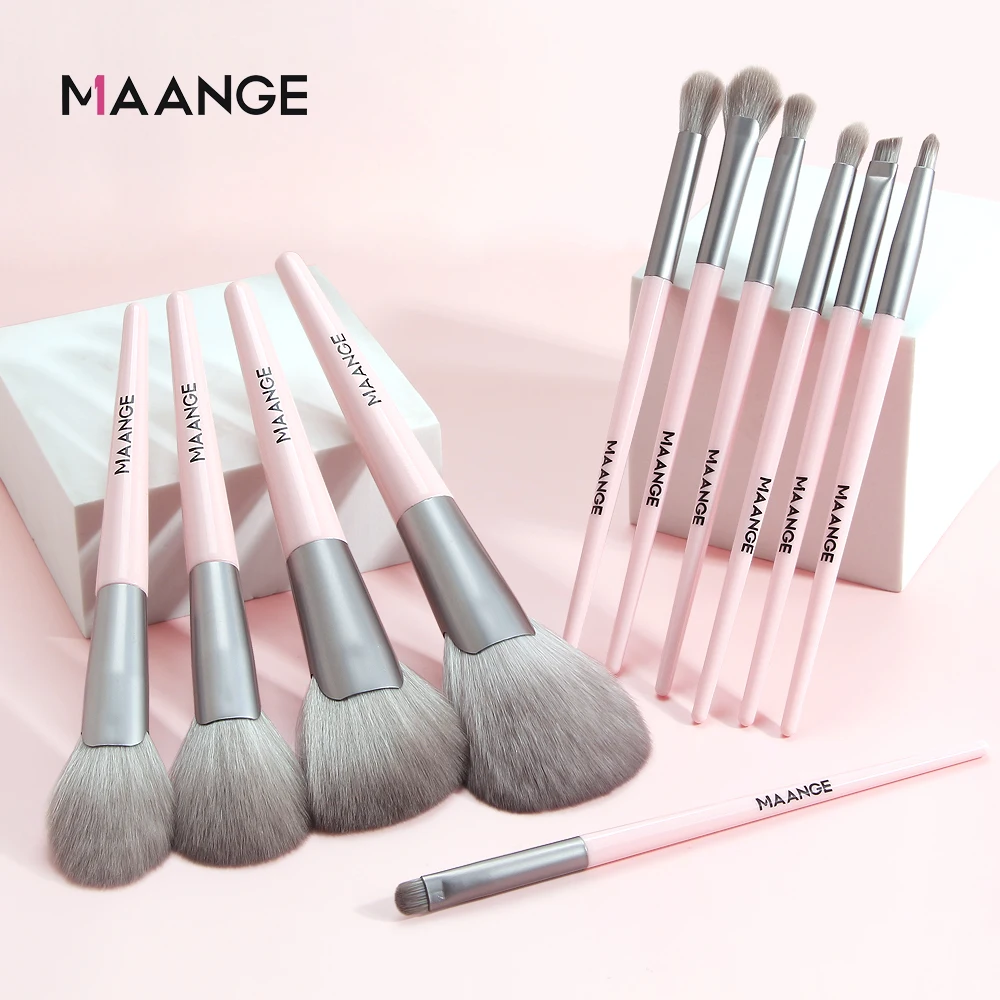 

MAANGE 11pcs Makeup Brushes Set Wood Handle Make Up Brushes Foundation Powder Blush Eyeshadow Brush Soft Hair Cosmetic Tools