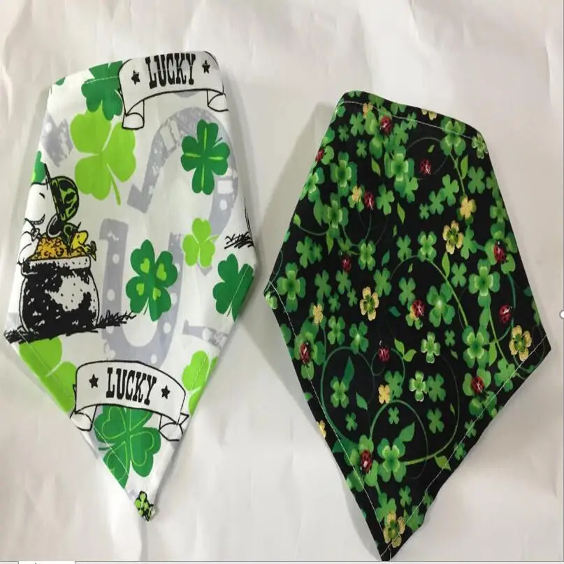 

20pcs/lot St. Patrick's Day Dog Puppy cat cotton bandanas Collar scarf Pet tie YY139 mix color