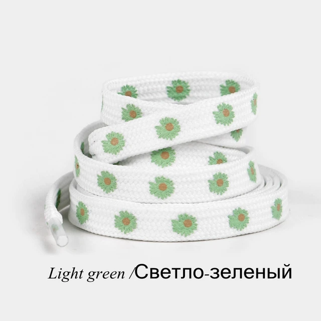 Little Daisies Shoelaces Cartoon Printing Fashion Unisex Flat Shoe laces High-top Canvas Sneakers Shoelace AF1 Sports Shoelaces Light green