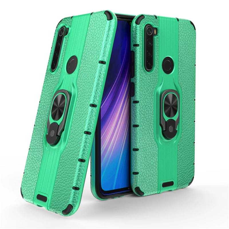 Green Magnetic Car Armor Case for Xiaomi Redmi Note 8 Matte PC& Soft Silicone Edge Cover Cases for Xiaomi Redmi Note 8 Porsche Design - Цвет: Green
