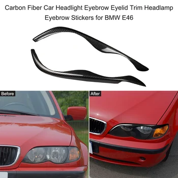 

1pc Carbon Fiber Car Headlight Eyebrow Eyelid Trim Headlamp Eyebrow Stickers styling accessories for BMW 3 series E46 1999-2004