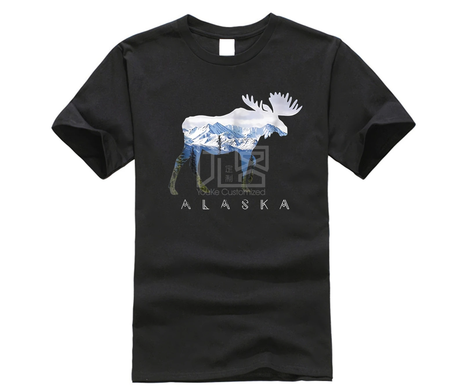 Брендовая мужская рубашка Аляска день Moose снежные горы футболка |