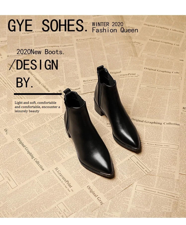 2021 Autumn and Winter New Thick Heel Short Boots Women's British Style Korean Pointed Martin Boots and Bare Boots Pointed Shoes