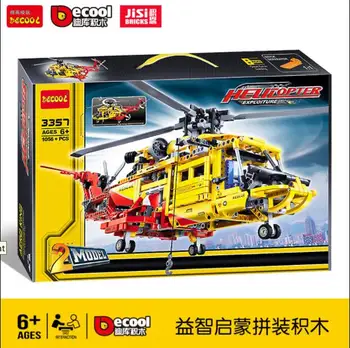 

DECOOL TECHNIC 3357 CITY Rescue Helicopter 2IN1 Aircraft Plane Model Building Blocks Bricks Toys For Children Gifts lepinly 9396
