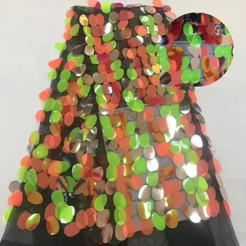 

(5 yards/PC) high quality royal blue Africa hand-cut organza lace fabric with sequins for large party dresses. YYZ5683