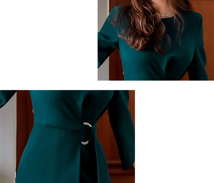 New Autumn Women Dress Elegant Office Lady Sashes Asymmetric Fold A-Line O-Neck Package Hip High Waist Dress DR1761