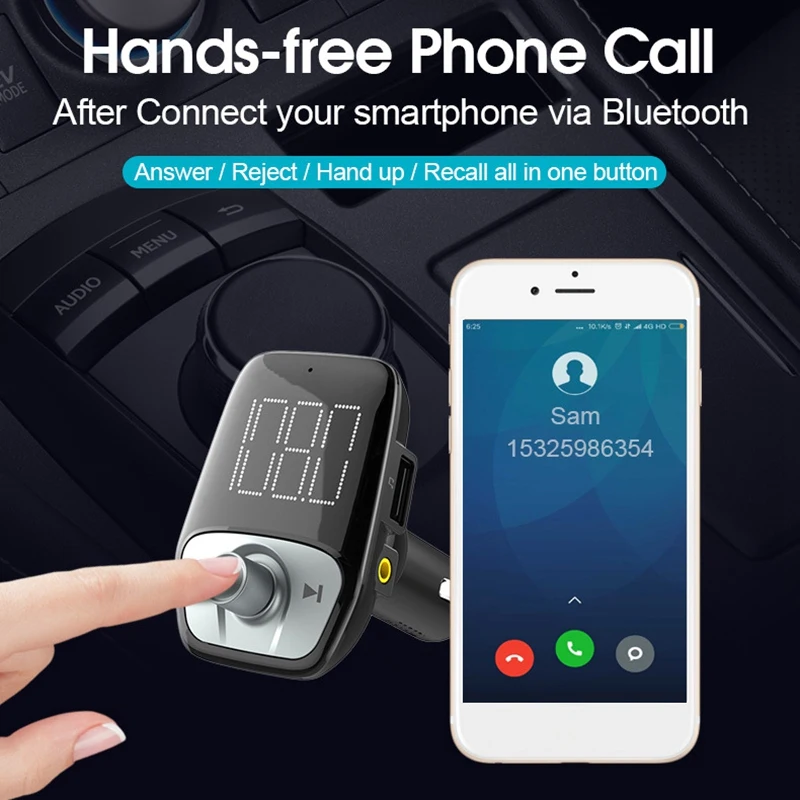 Mp3 Player Bluetooth Cigarette Lighter Charger Auto Dual Usb Charge Vehicle Hand-Free Music Car Qc 3.0 Charger 12V Socket.-Hot