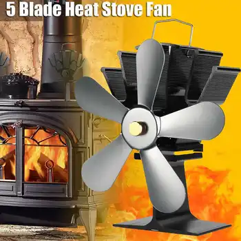 

5 Blade Stove Fan Heat Fireplace FanPowered Heat Powered Log Wood Burner Friendly Quiet Fan Home Efficient Heat Distribution