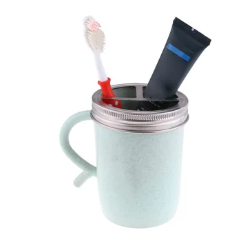 

Mason Jar Toothbrush Holder Lids Premium Rust-Proof Stainless Steel Mason Jar Soap Lotion Dispenser Lids Apothecary Storage Lids