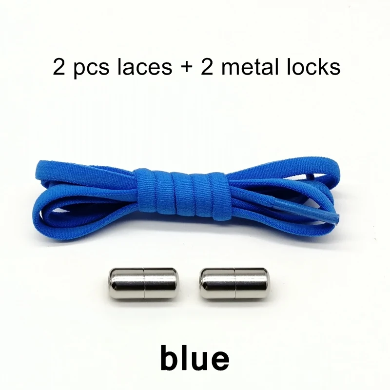 Новые эластичные шнурки без завязок с металлической пряжкой для кроссовок для детей и взрослых - Цвет: Blue