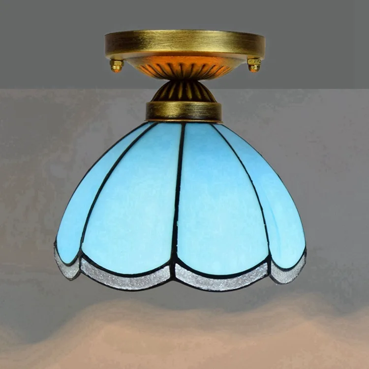 

Ou 8 inches 20 cm tiffany stained glass corridor corridor balcony small dome light Mediterranean blue light