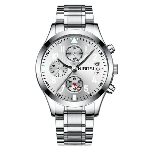 Часы мужские NIBOSI Relogio Masculino мужские s часы люксовый бренд хронограф спортивные мужские часы полностью стальные водонепроницаемые кварцевые часы мужские - Цвет: 1