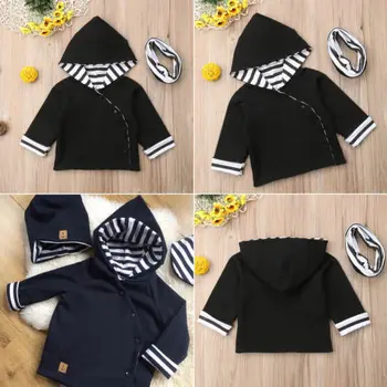 

Newborn Baby Girls Clothes Hooded Hoodie Sweatshirt Top+Scarf 2pcs Outfit Set