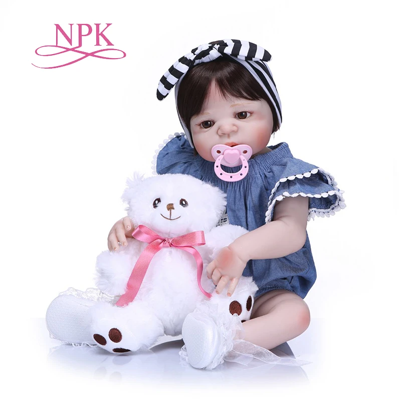 

NPK 57cm Full Silicone Body Reborn Baby Doll Realistic Handmade Vinyl Adorable Lifelike Toddler Bebe Truly Kids Playmates Toys