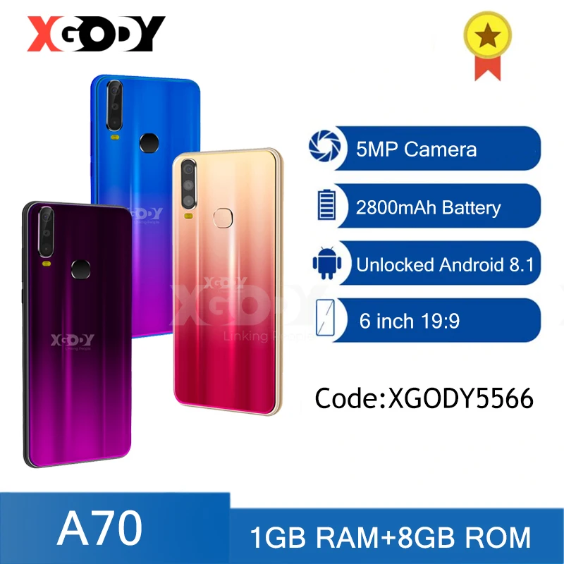 XGODY A70 3G Smartphone Android Celular Dual SIM 1GB 4GB Unlock Cellphone GPS WiFi 5MP 6 XGODY A70 3G Smartphone Android Celular Dual SIM 1GB 4GB Unlock Cellphone GPS WiFi 5MP 6