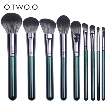 

New Style Dark Jade Green Color Makeup Brush 9 PCs Makeup Brush Set Beginner Makeup Tool Brush Factory Spot